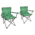Folding Green Canvas Camping Chairs - Pack of 2