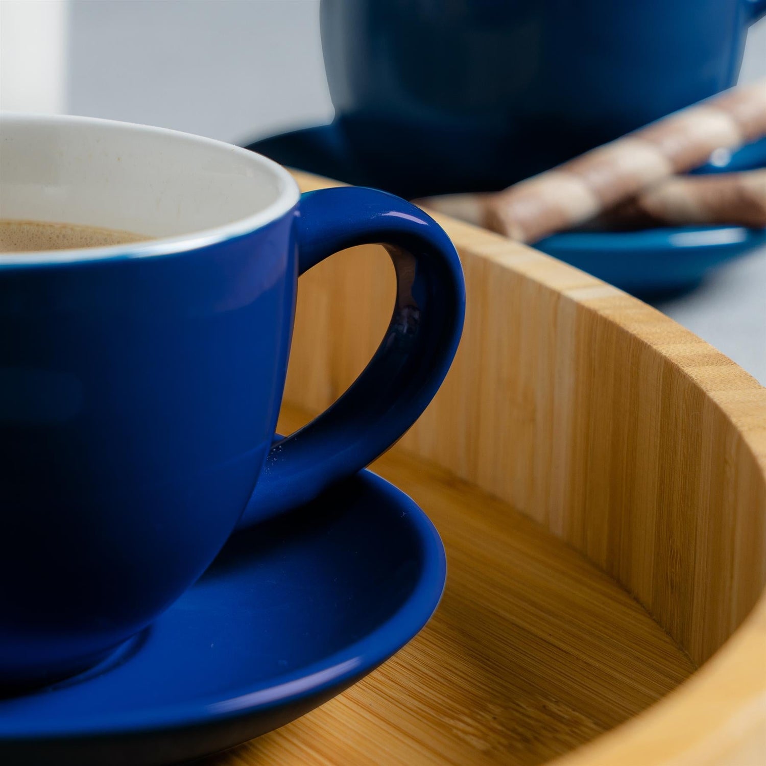 250ml Navy Cappuccino Cups &amp; Saucers - Pack of Six