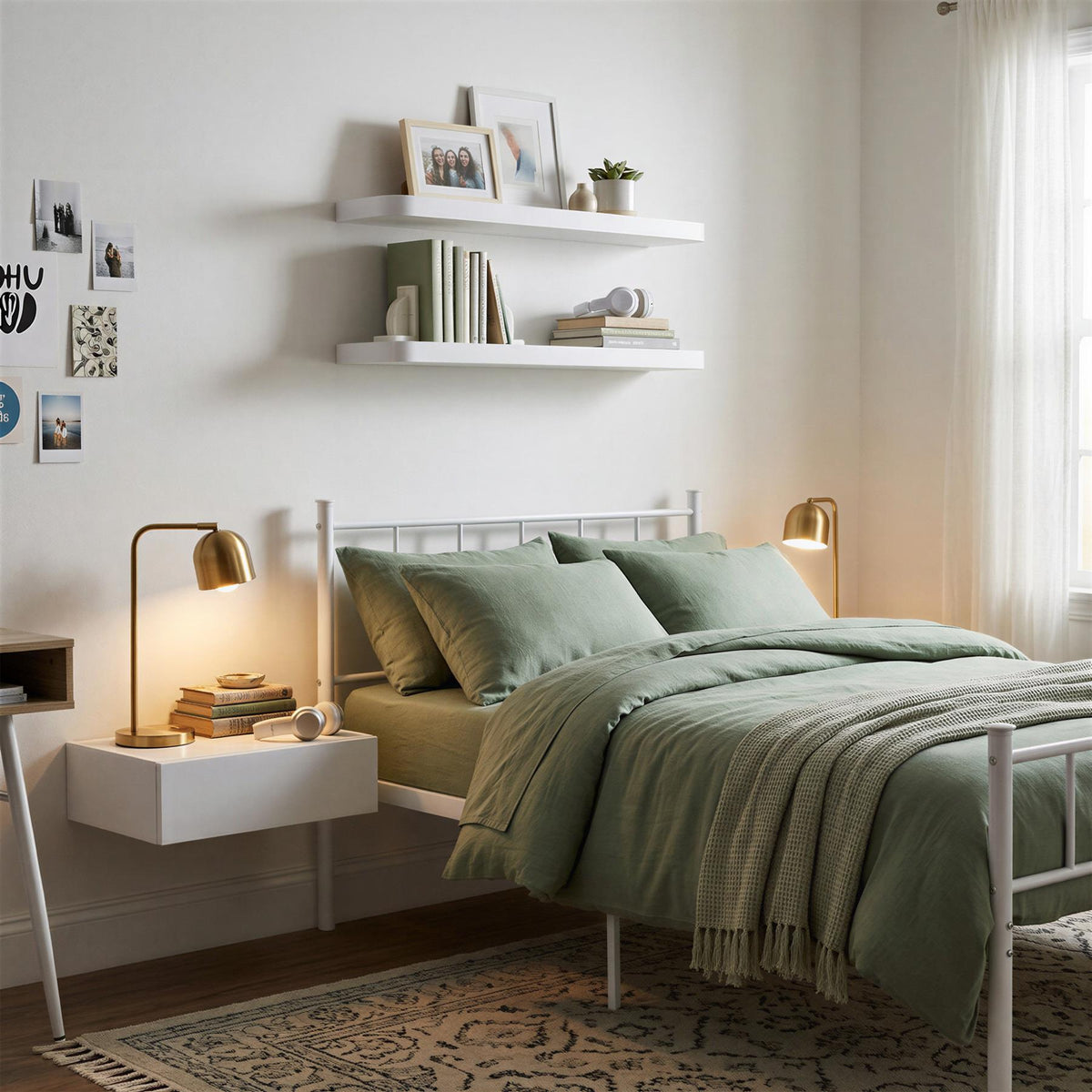 Rounded Wooden Floating Shelf - 60cm - White