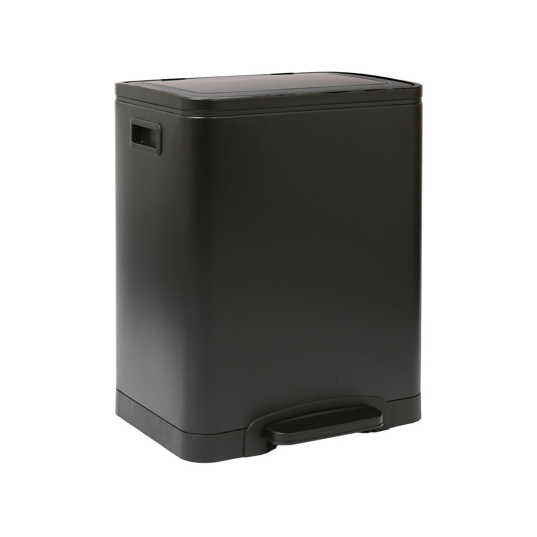 30L Matt Black Stainless Steel Double Kitchen Pedal Bin (2 x 15L)