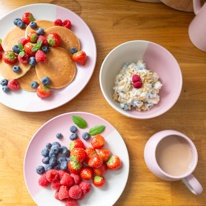 340ml Dusty Pink Colour Block Stoneware Sphere Mugs - Pack of Four