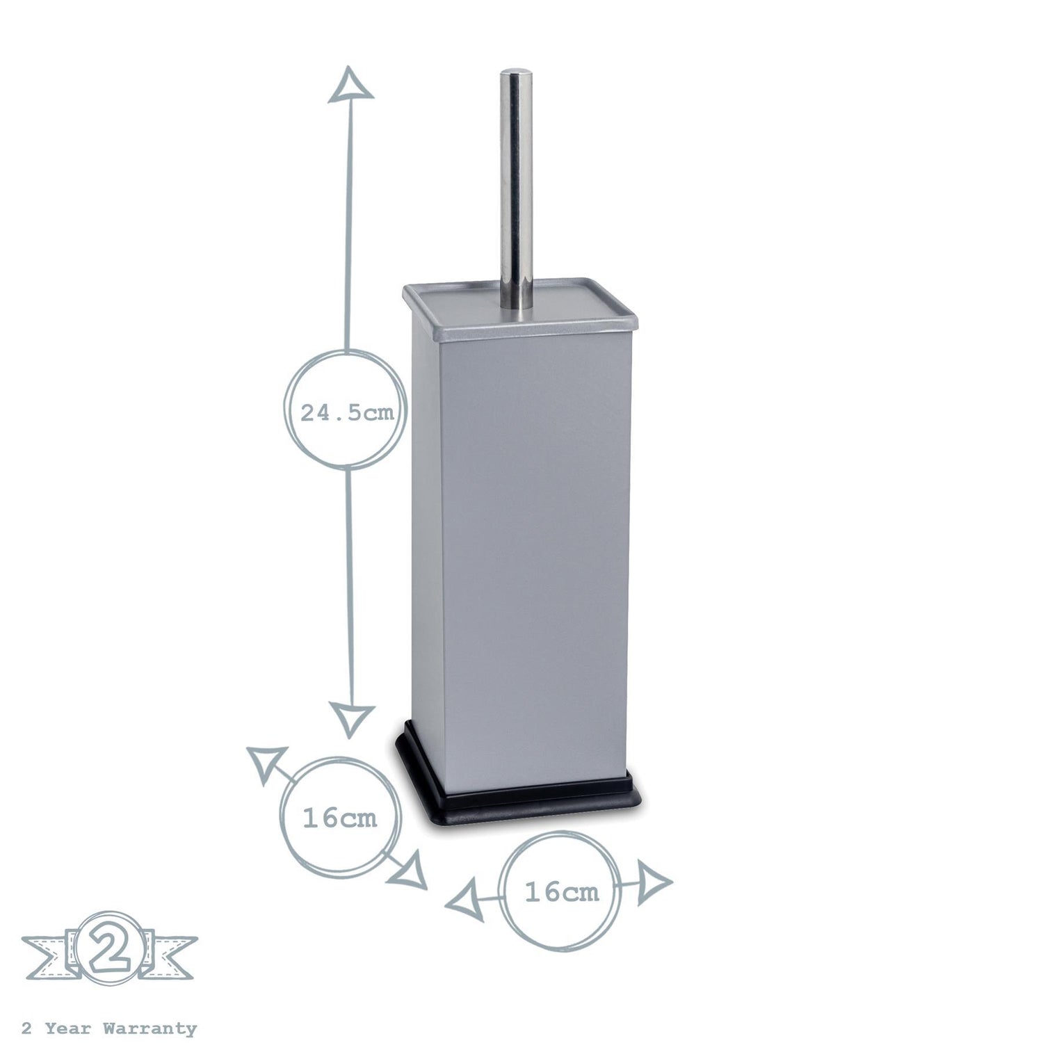 Grey Square Toilet Brush