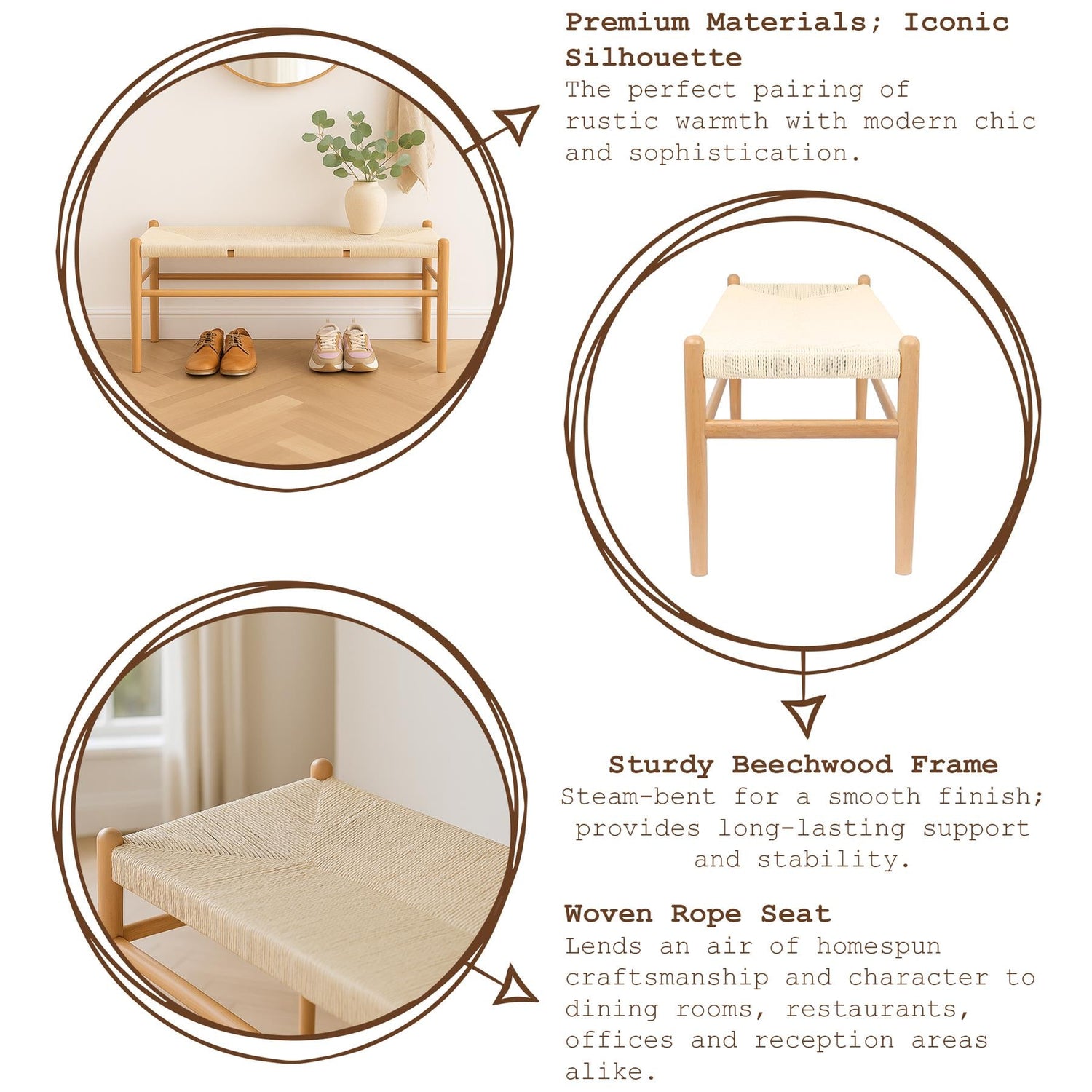 Black Wooden Wishbone Dining Bench