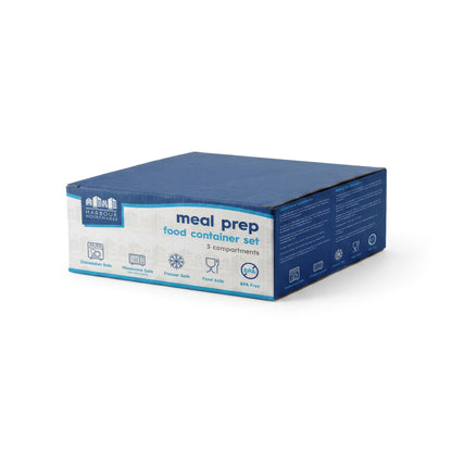 Reusable Meal Prep Containers - 3 Compartments (975ml) - Pack of 10