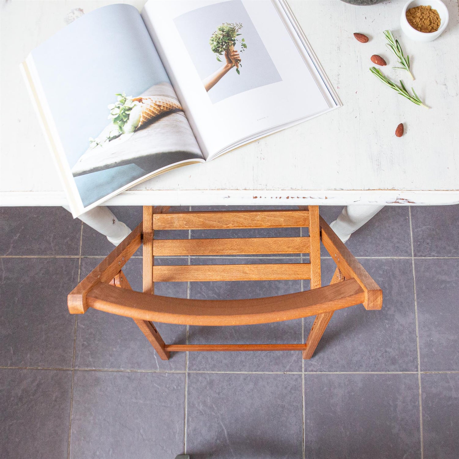 Brown Beech Wood Folding Chair