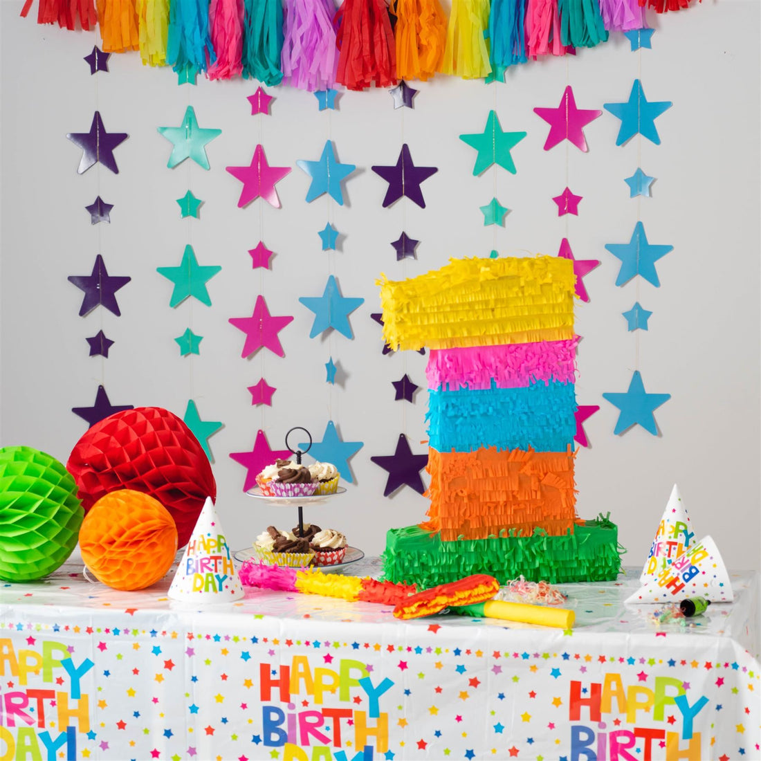 Large Number 1 Pinata Party Set with Blue Stick
