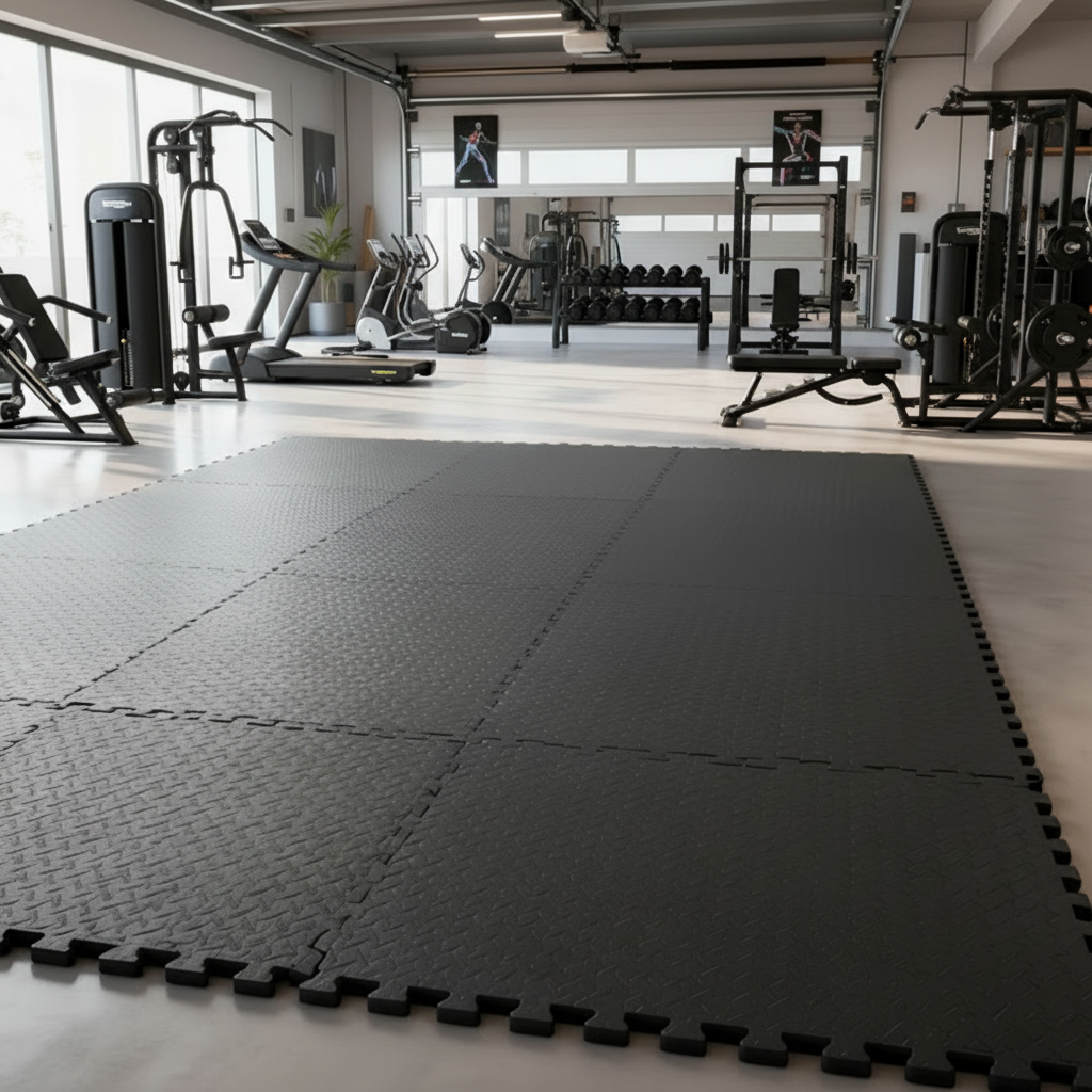 Thick Interlocking Gym Flooring Mats - 60 x 60cm - Pack of 4