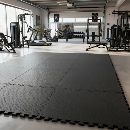 Thick Interlocking Gym Flooring Mats - 60 x 60cm - Pack of 4