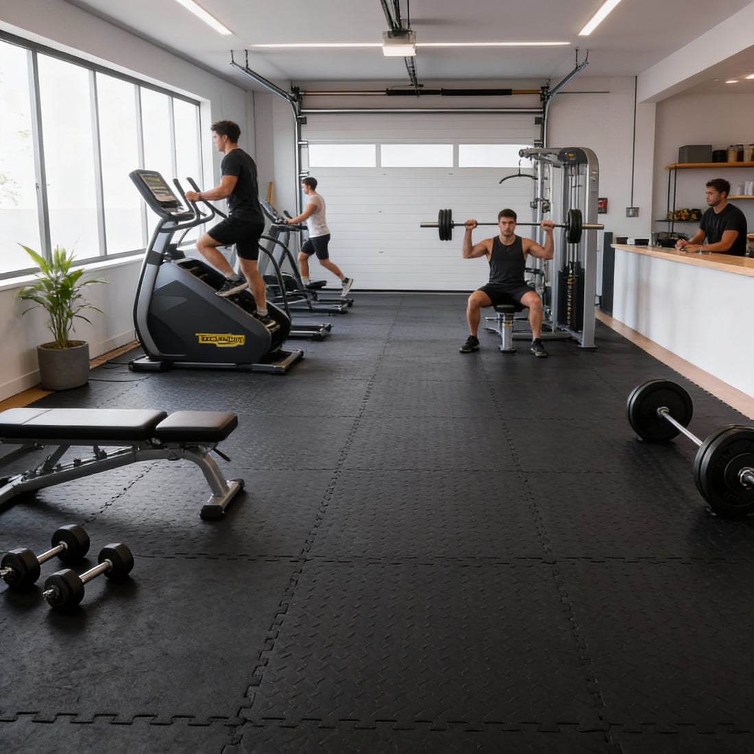 Thick Interlocking Gym Flooring Mats - 60 x 60cm - Pack of 4