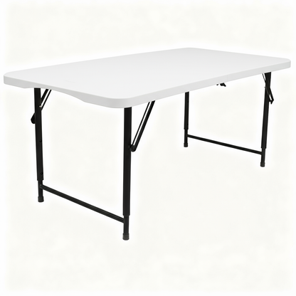 4ft (120cm) White Height Adjustable Folding Trestle Table