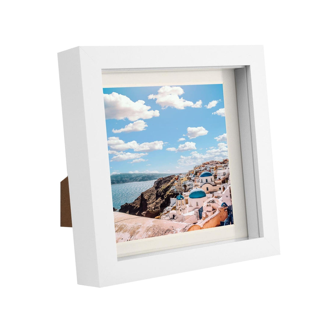 White 6" x 6" Shadow Box Photo Frame with White Frame Spacer and 4" x 4" Ivory Mount