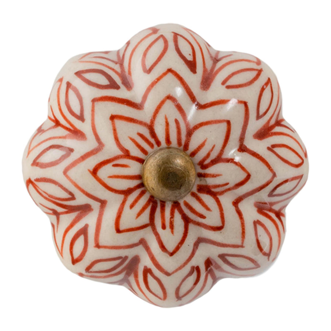 Burgundy 45mm Vintage Floral Ceramic Cabinet Knob