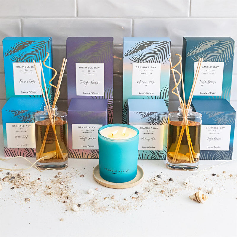 2pc Morning Mist Oceania Scented Candle & Diffuser Set - By Bramble Bay