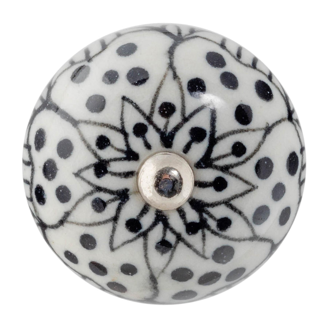 Black Rose 45mm Round Geometric Ceramic Cabinet Knob