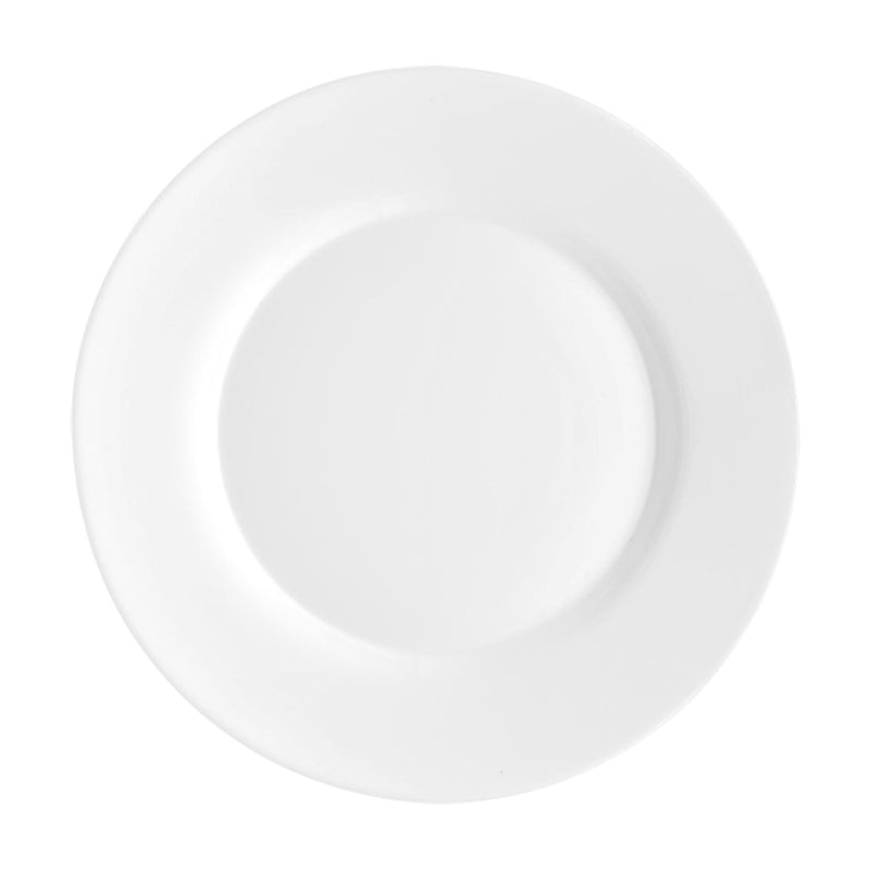 25cm White Toledo Glass Dinner Plates - Pack of Six - By Bormioli Rocco