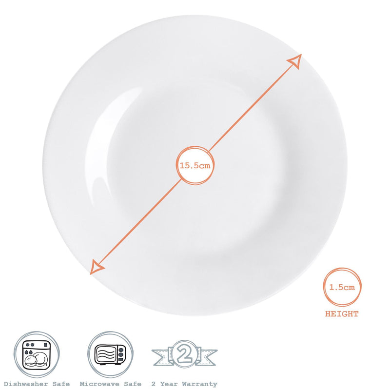 15.5cm White China Side Plates - Pack of Six - By Argon Tableware