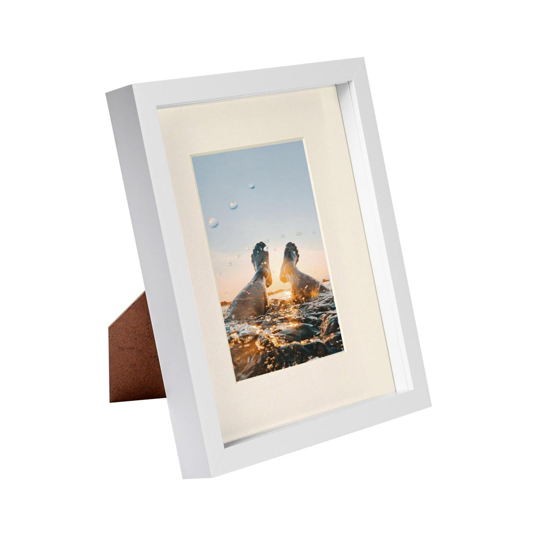 White 8" x 10" Shadow Box Photo Frame with White Frame Spacer and 4" x 6" Ivory Mount