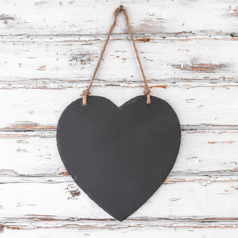 24.5cm Black Heart Slate Hanging Notice Board - By Nicola Spring
