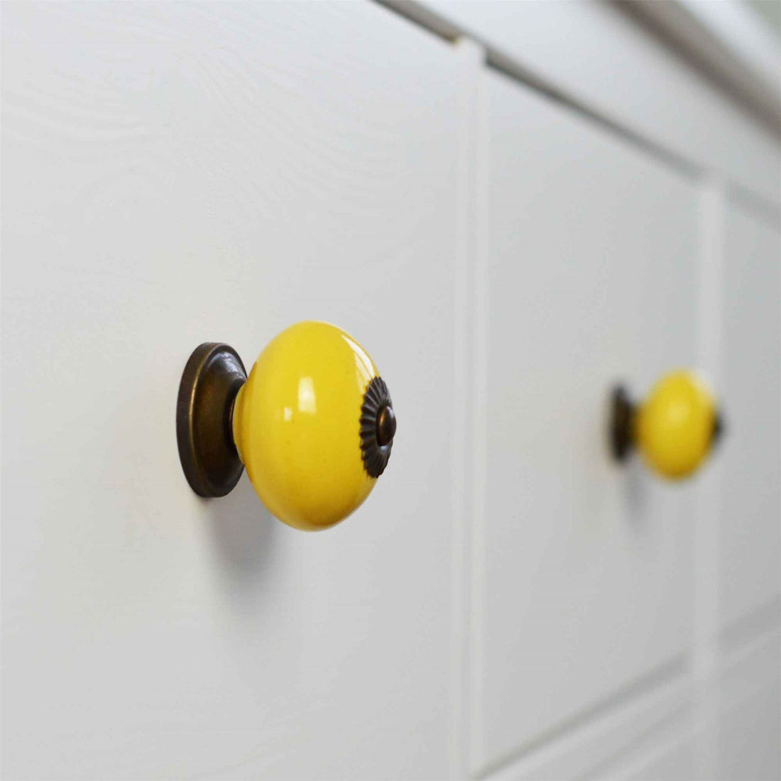 Yellow 45mm Round Ceramic Cabinet Knob