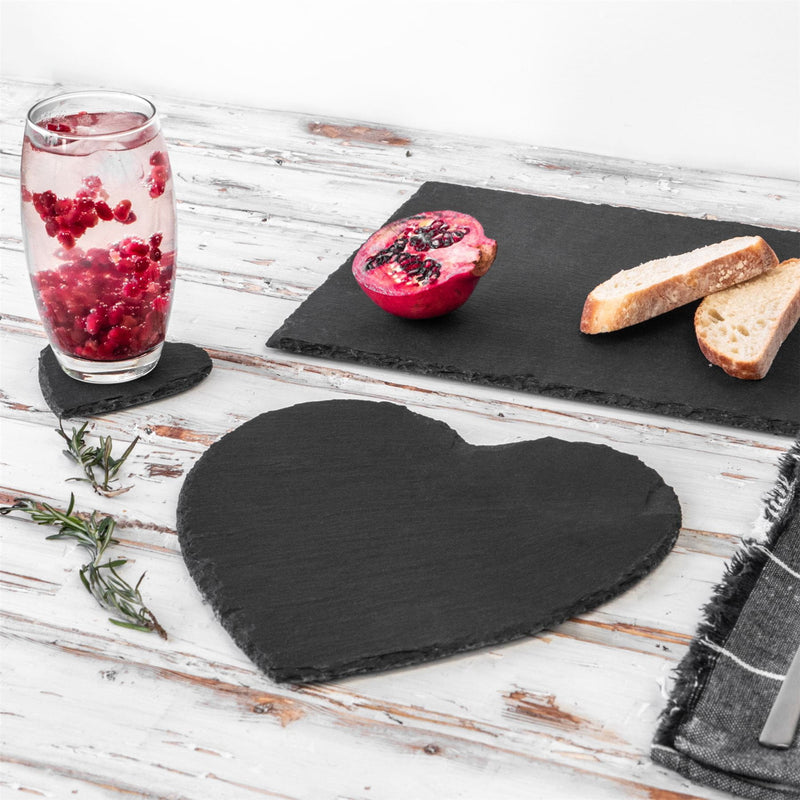 13pc Black Heart Slate Placemats Set - By Argon Tableware