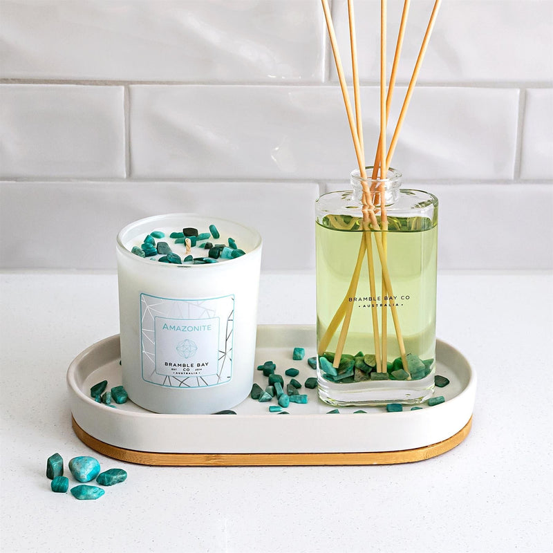 300g Amazonite Crystal Infusions Soy Wax Scented Candle - By Bramble Bay