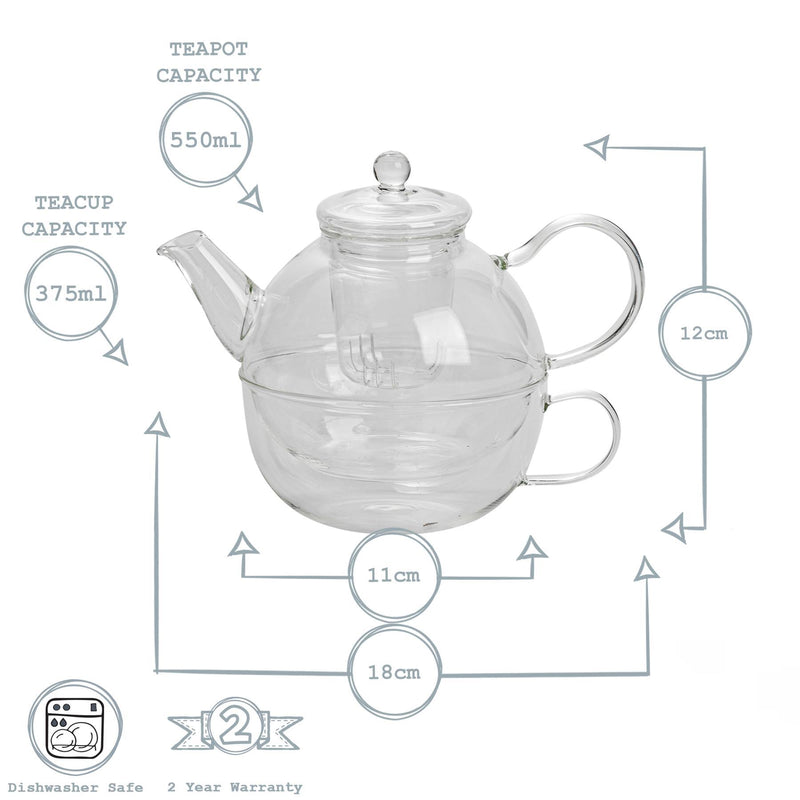 550ml Glass Tea For One Set - By Argon Tableware