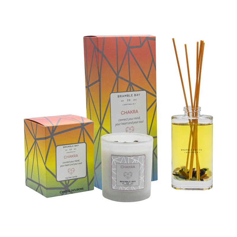Chakra Crystal Infusions Scented Candle & Diffuser Set - By Bramble Bay