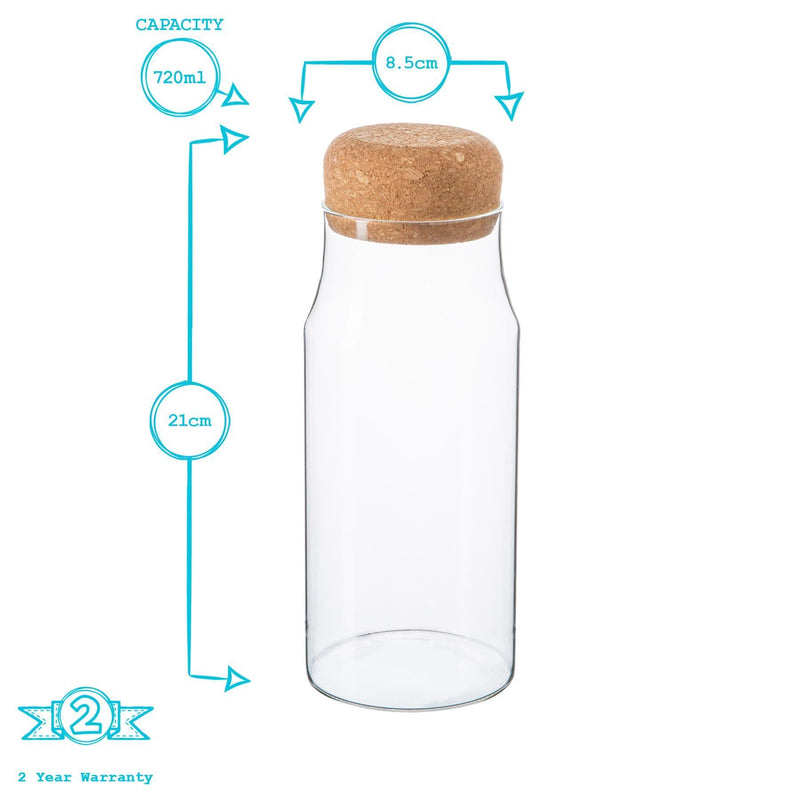 720ml Glass Storage Bottle with Cork Lid - By Argon Tableware