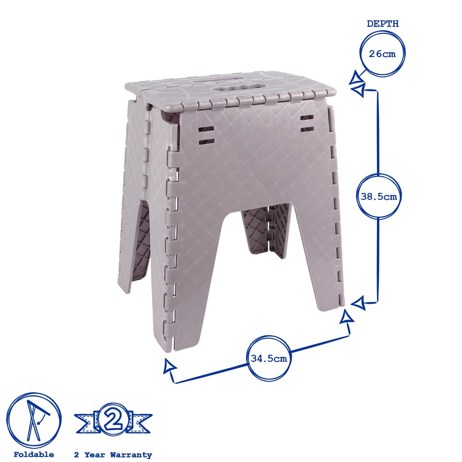 26cm x 34.5cm x 38.5cm Folding Step Stool