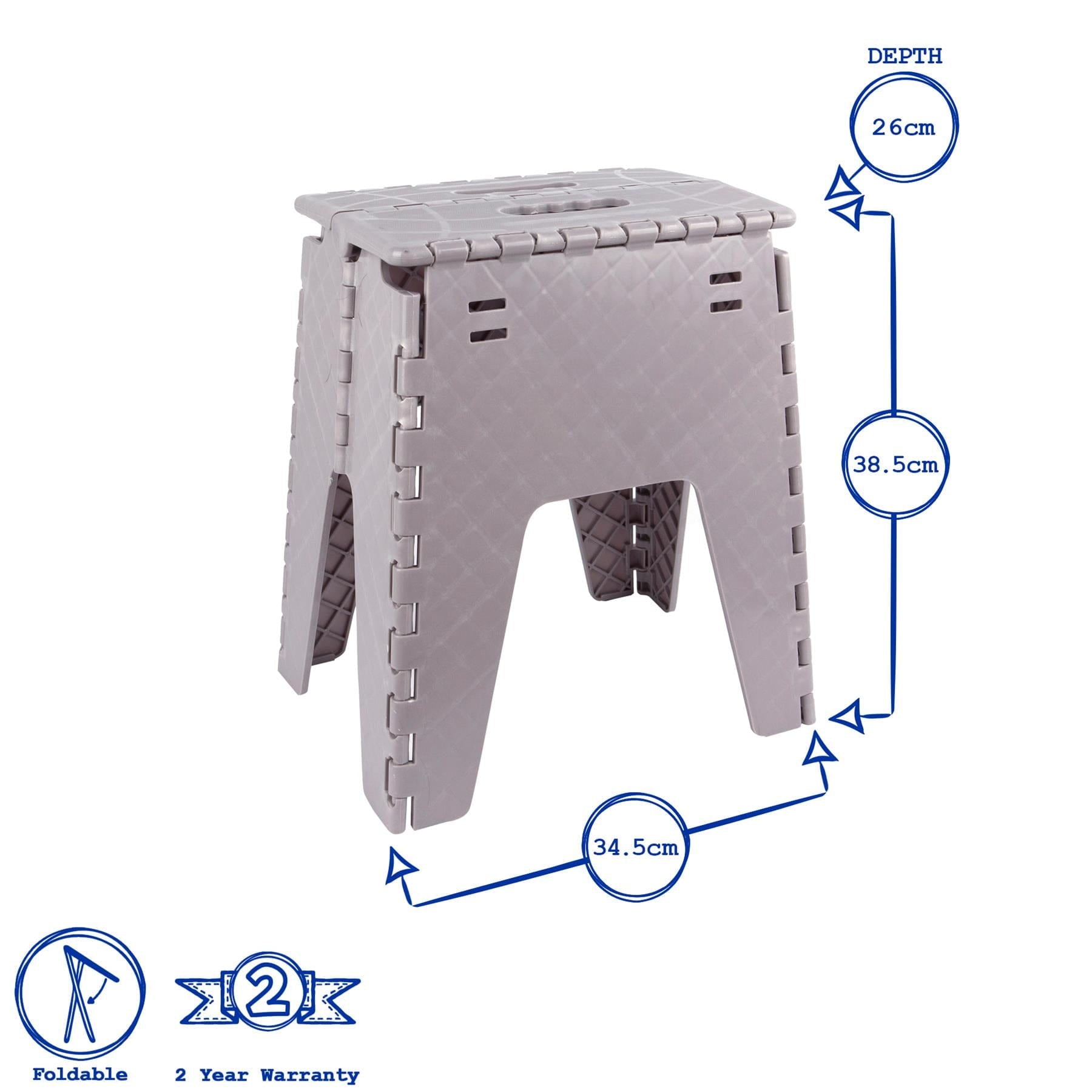 26cm x 34.5cm x 38.5cm Folding Step Stool