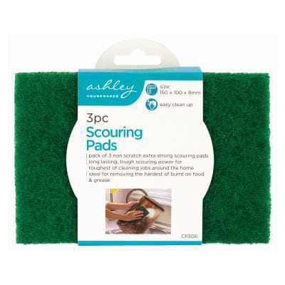 Green Heavy-Duty Scouring Pads - Pack of 3 - By Ashley