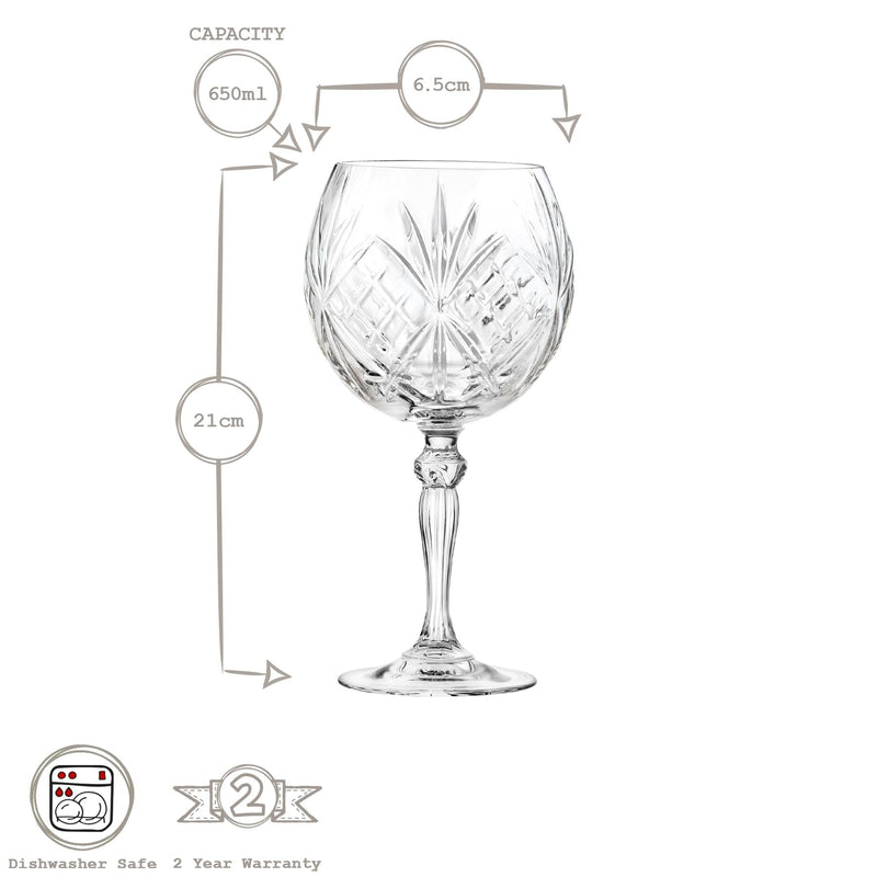 650ml Melodia Gin Glasses - Pack of 6 - By RCR Crystal