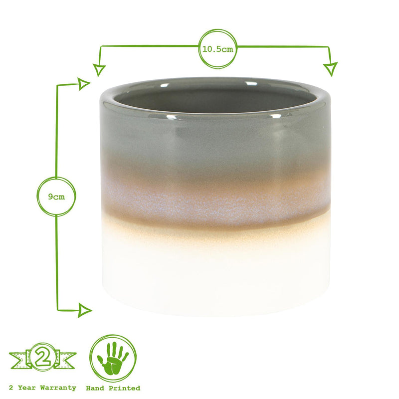 10.5cm Reactive Glaze Stoneware Plant Pot - By Nicola Spring