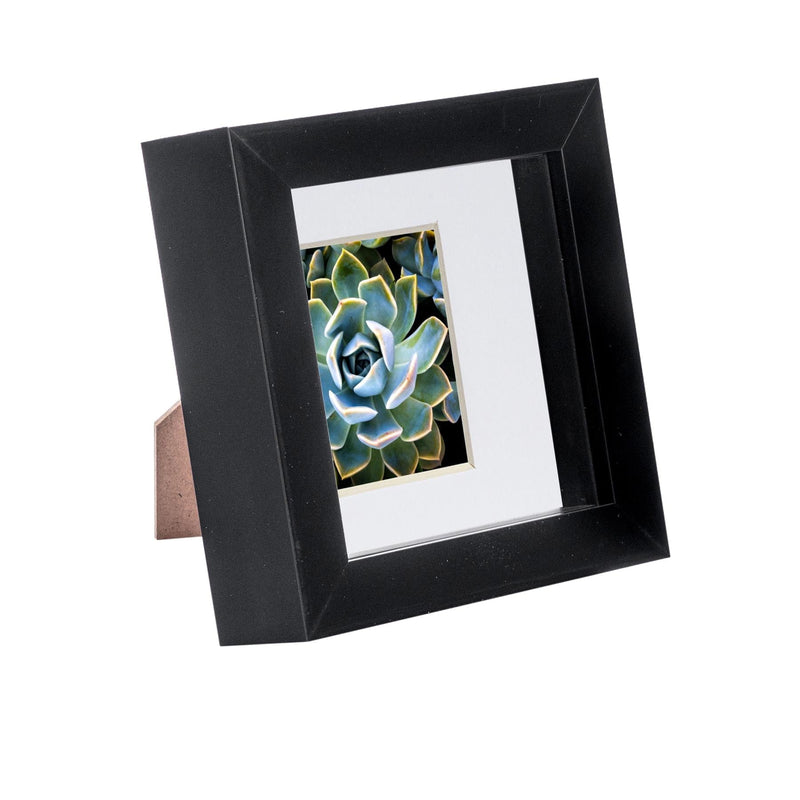 4" x 4" Black 3D Box Photo Frame - with 2" x 2" Mount - By Nicola Spring