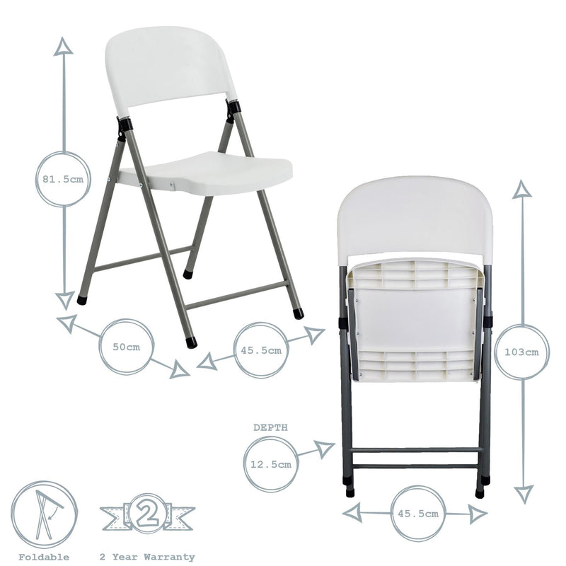 White Steel Folding Trestle Chairs - Pack of Two - By Harbour Housewares