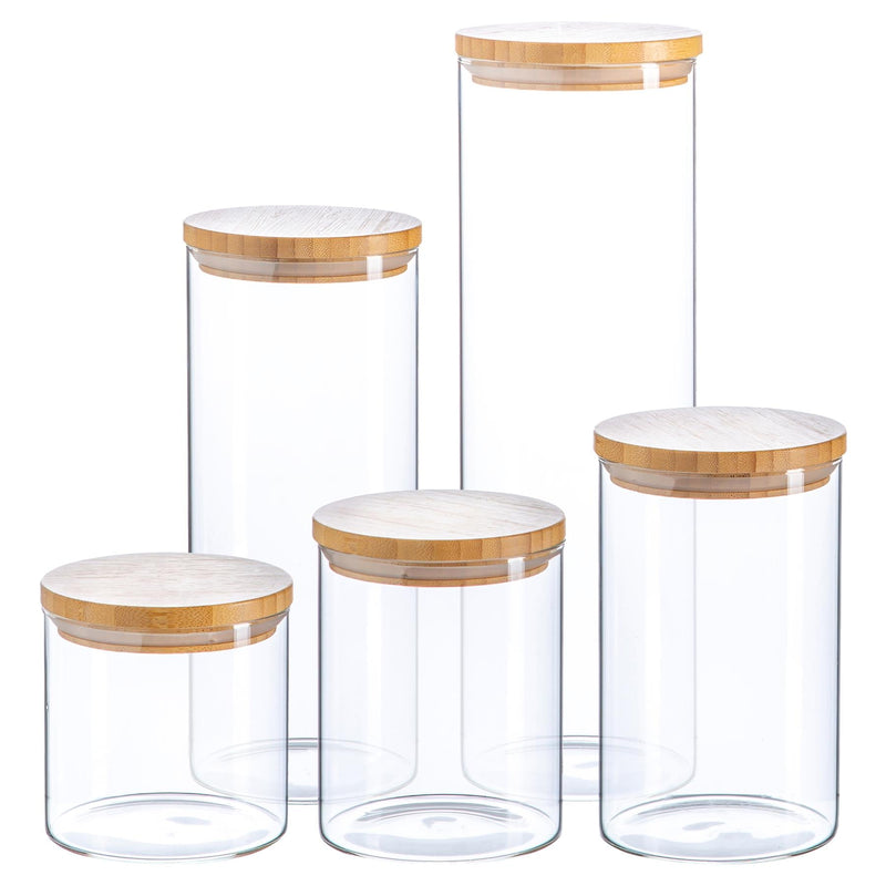 5pc Scandi Storage Jar Set with Wooden Lids - By Argon Tableware