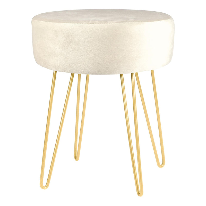 Cream Round Velvet Footstool - By Harbour Housewares