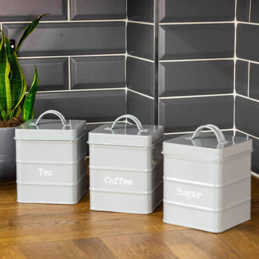 Grey Vintage Metal Tea Canister