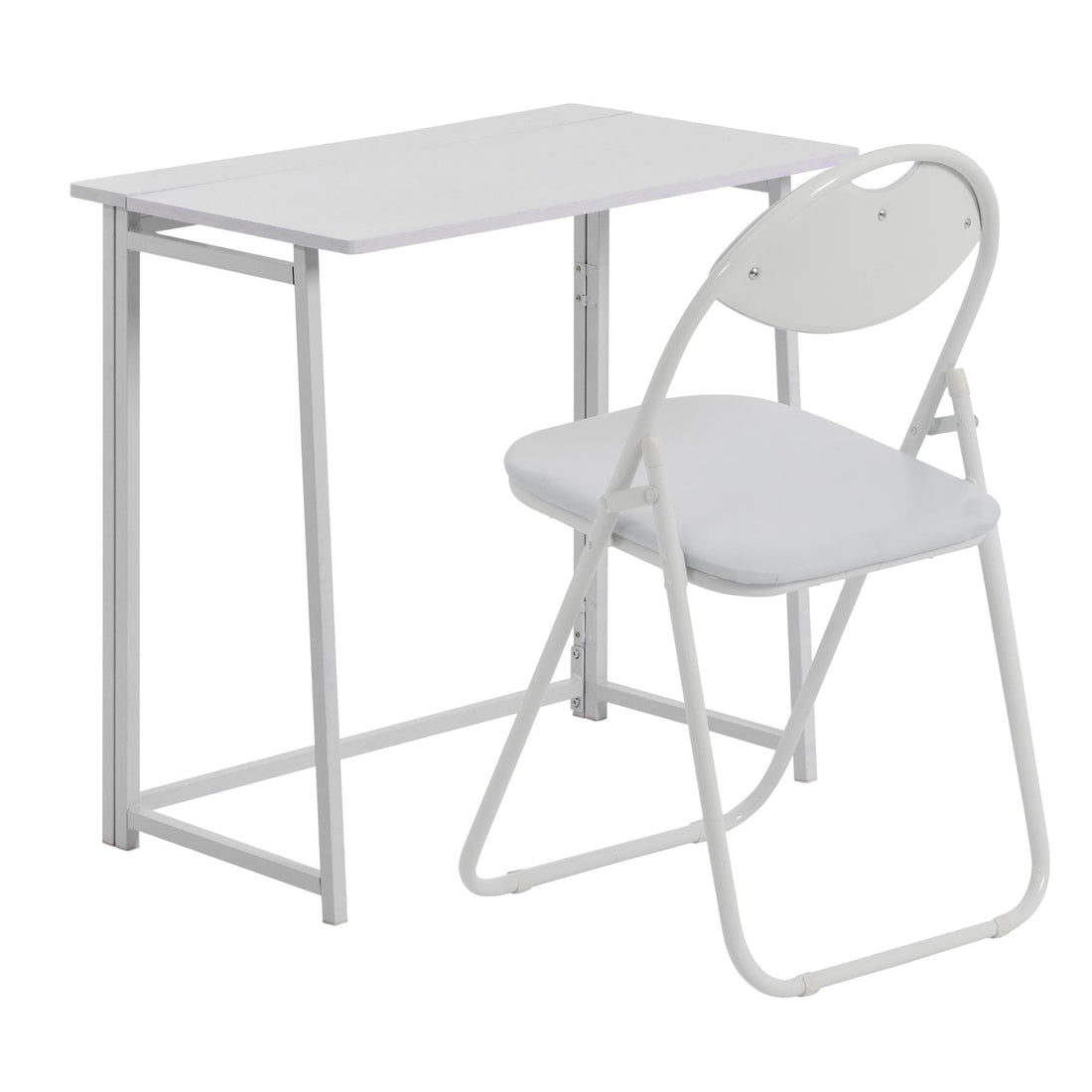 Deluxe Folding Wooden Desk &amp; Chair Set - White