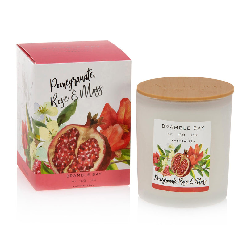 300g Double Wick Pomegranate, Rose & Moss Bath & Body Soy Wax Scented Candle - By Bramble Bay
