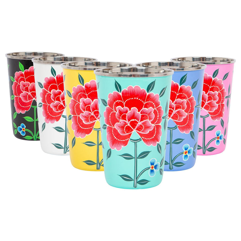Peony 400ml Hand-Painted Picnic Cup - By BillyCan