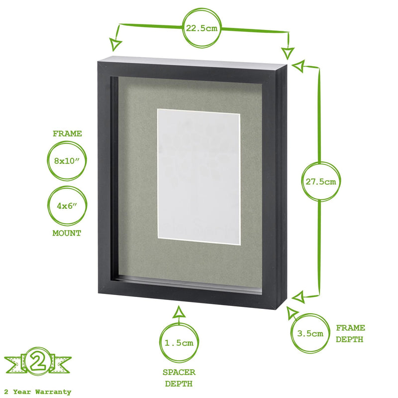 8" x 10" White 3D Box Photo Frame with 4" x 6" Mount - By Nicola Spring