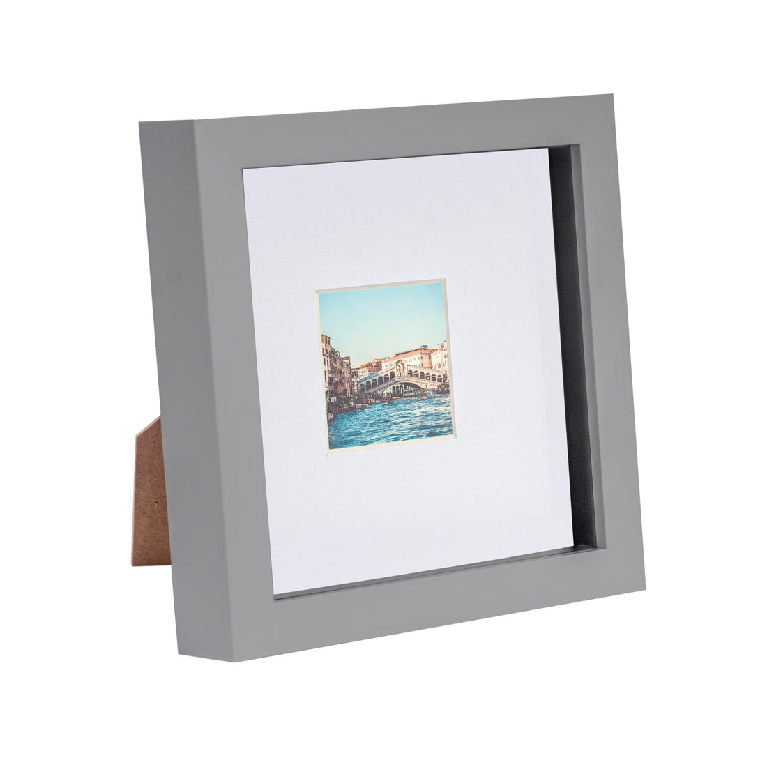 Grey 6" x 6" Shadow Box Photo Frame with 2" x 2" White Mount