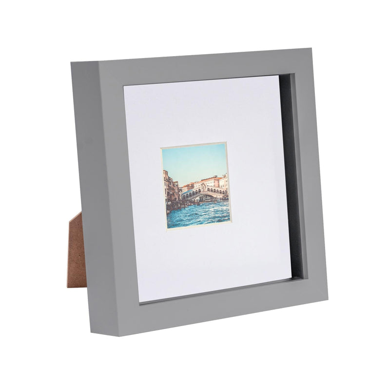 Grey 6" x 6" 3D Box Photo Frame with 2" x 2" Mount - By Nicola Spring