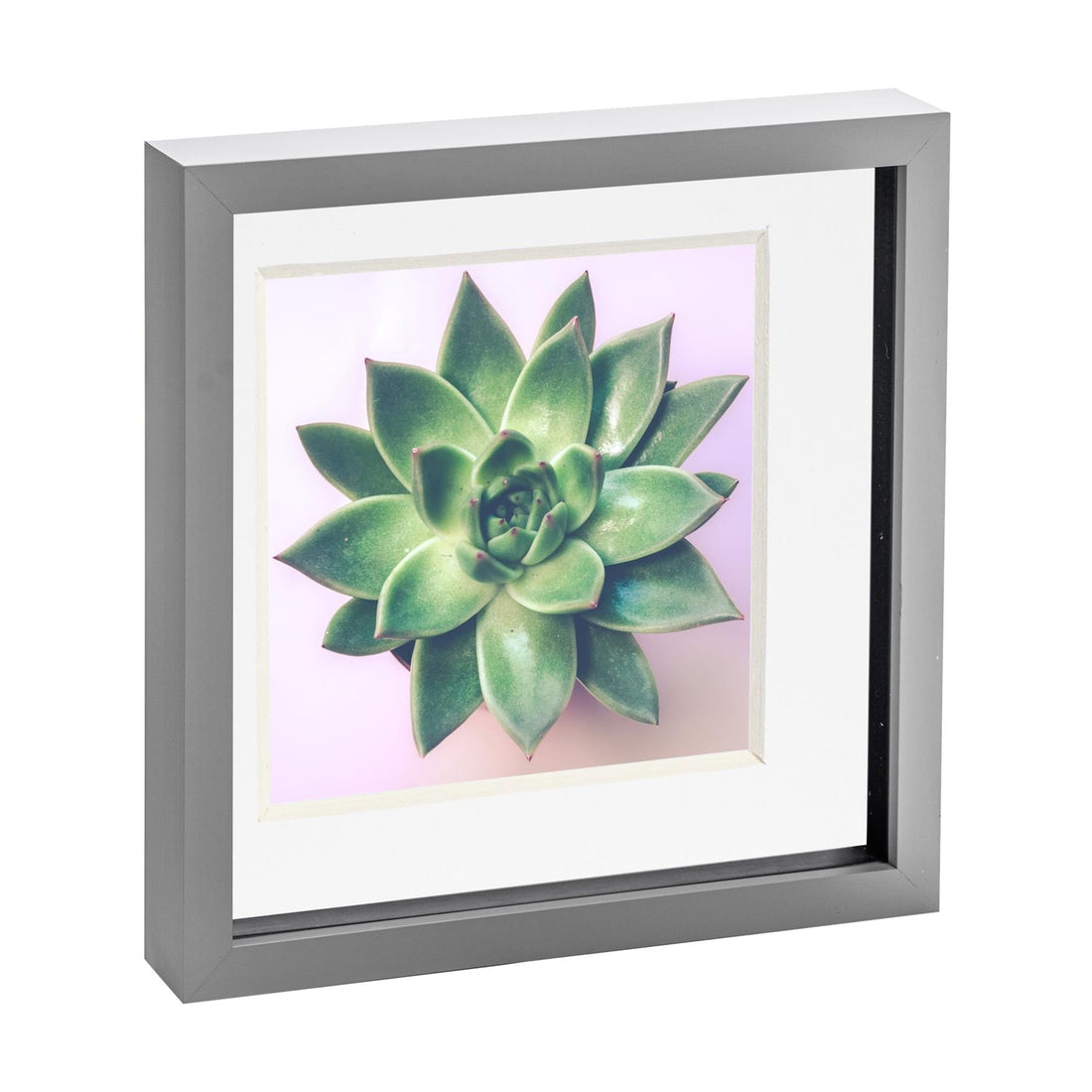Grey 10" x 10" Shadow Box Photo Frame with 8" x 8" White Mount