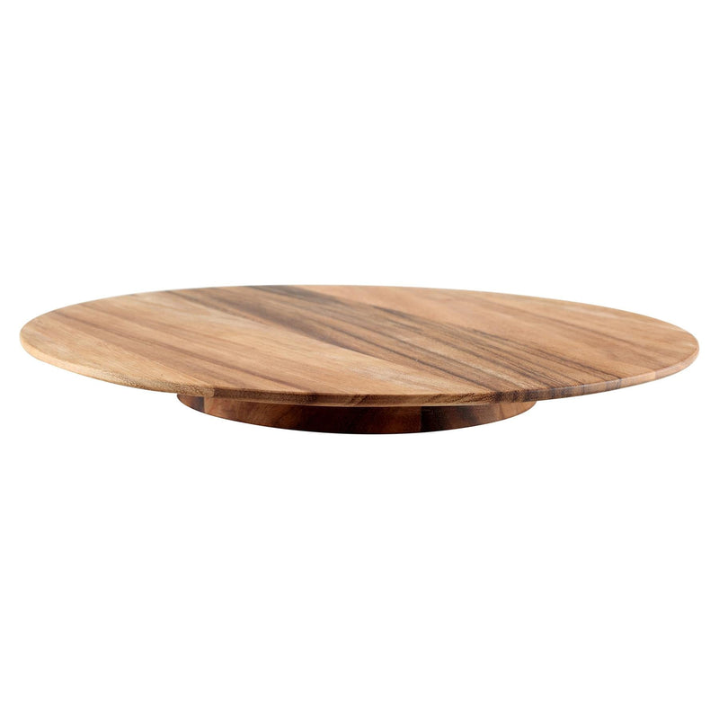 36.5cm Baroque Round Wooden Revolving Platter - Brown - By T&G
