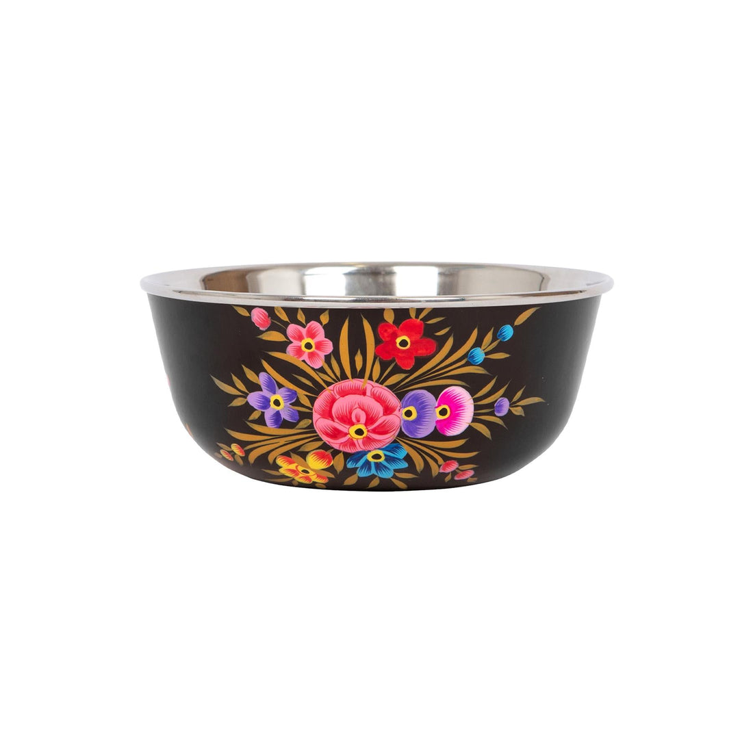 Pansy 14.5cm Hand-Painted Stainless Steel Snack Bowl - Carbon
