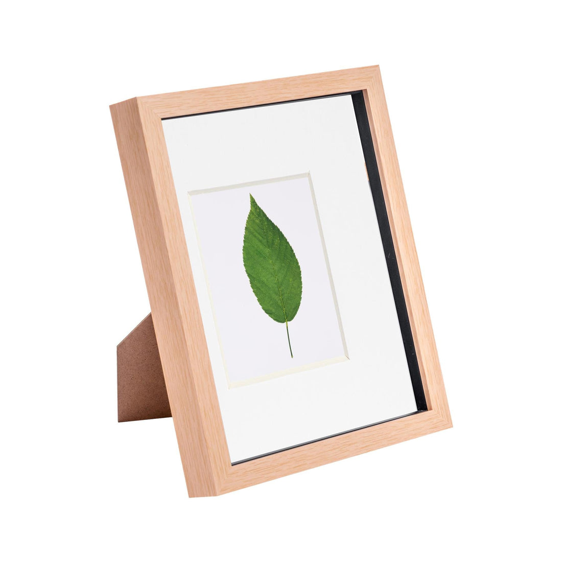 Light Wood 8" x 10" Shadow Box Photo Frame with 4" x 6" White Mount
