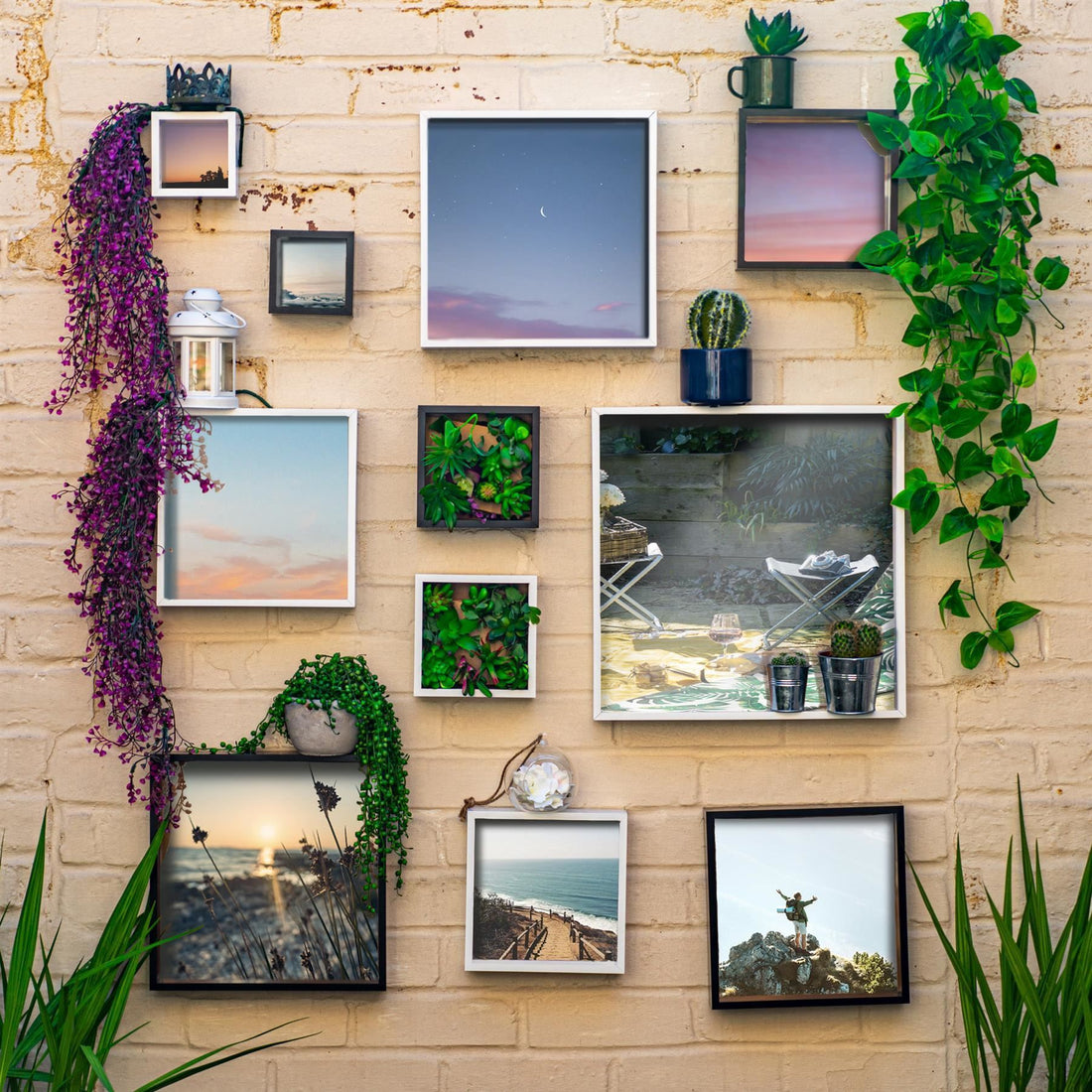 6&quot; x 6&quot; 3D Deep Box White Photo Frame with 4&quot; x 4&quot; Mount