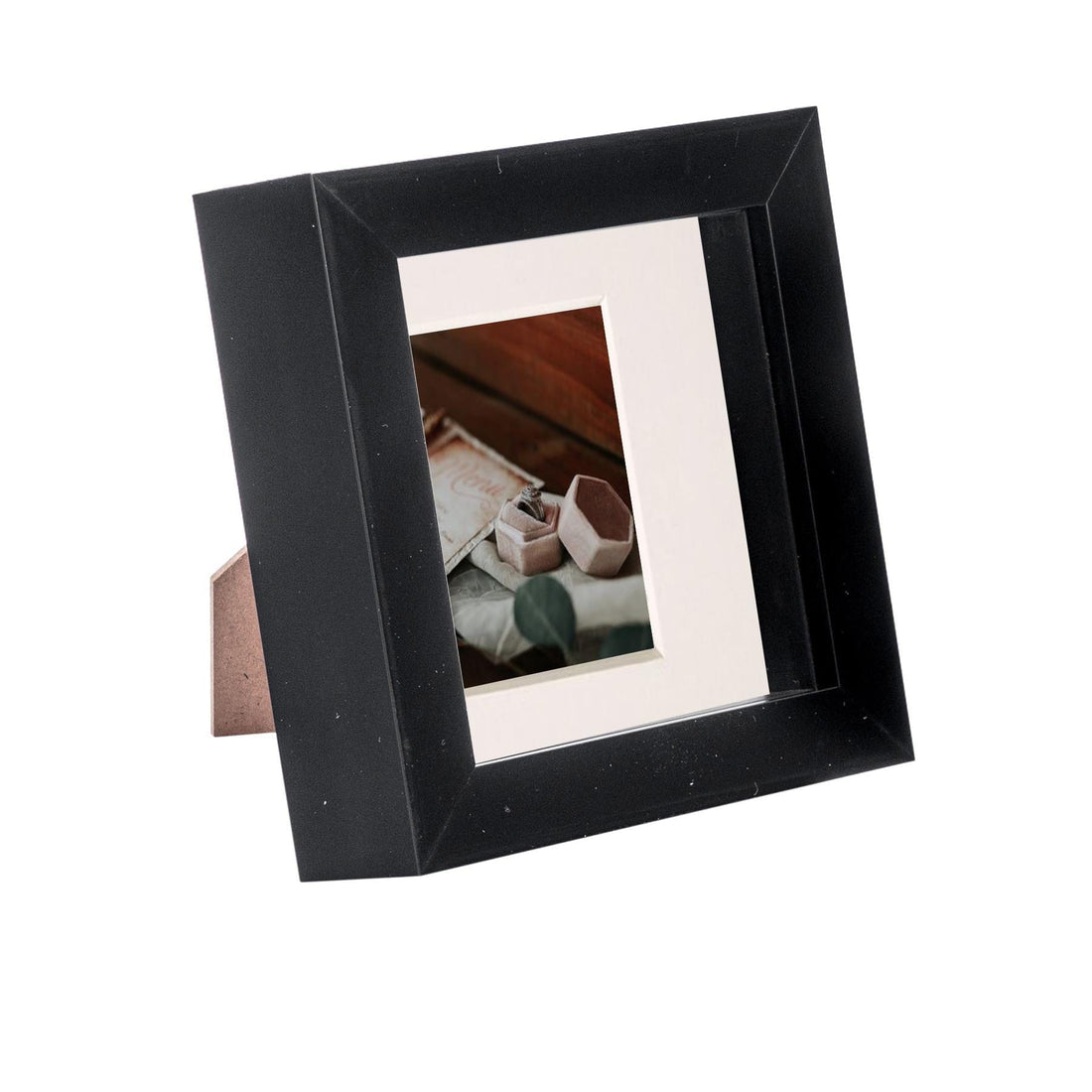 Black 4" x 4" Shadow Box Photo Frame with 2" x 2" Ivory Mount